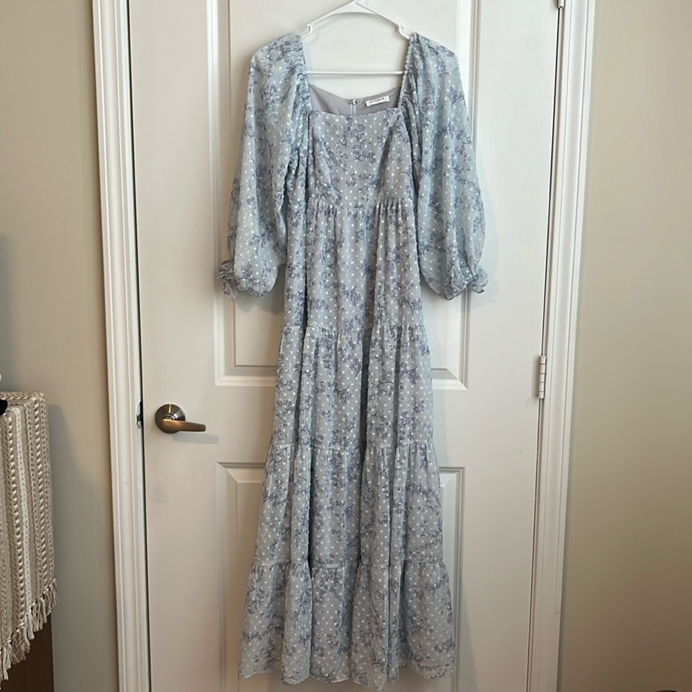 Blue floral square neck dress - Piper & Scoot